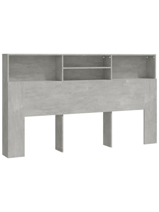 Gultas galvgalis ar plauktu, betona pelēks, 180x19x103,5 cm