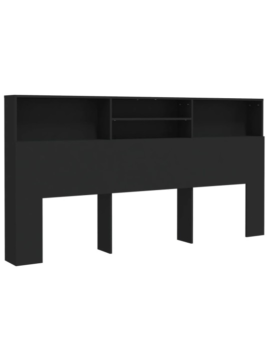 Gultas galvgalis ar plauktu, melns, 200x19x103,5 cm