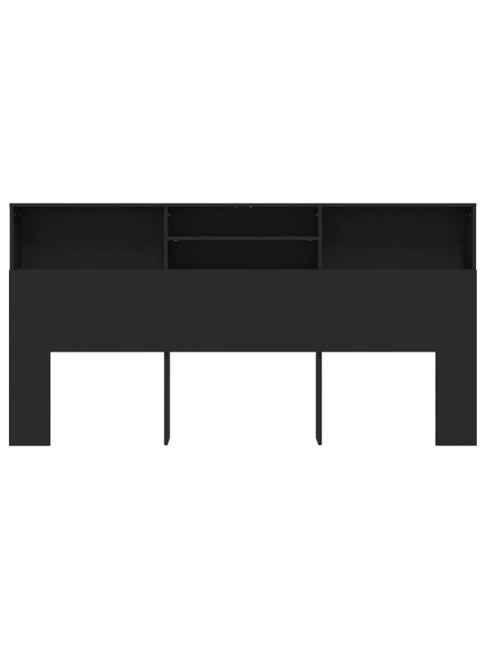 Gultas galvgalis ar plauktu, melns, 200x19x103,5 cm