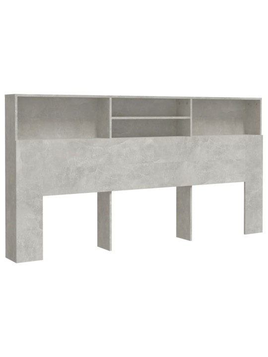 Gultas galvgalis ar plauktu, betona pelēks, 200x19x103,5 cm