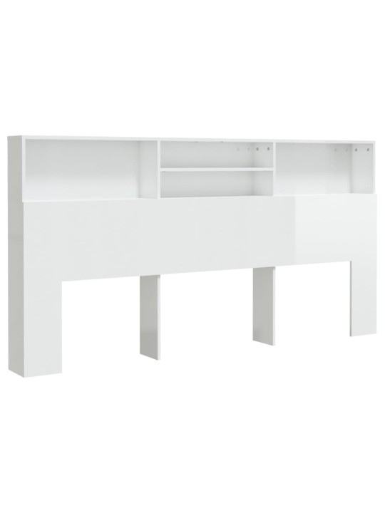 Gultas galvgalis ar plauktu, spīdīgi balts, 200x19x103,5 cm