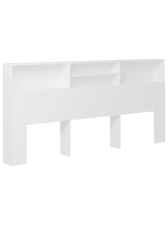 Gultas galvgalis ar plauktu, balts, 220x19x103,5 cm