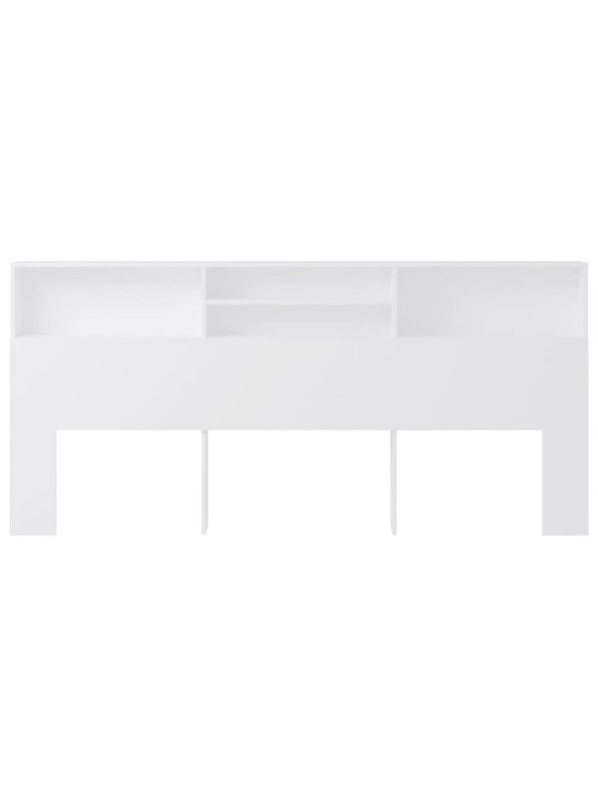 Gultas galvgalis ar plauktu, balts, 220x19x103,5 cm