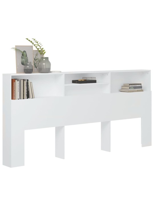 Gultas galvgalis ar plauktu, balts, 220x19x103,5 cm