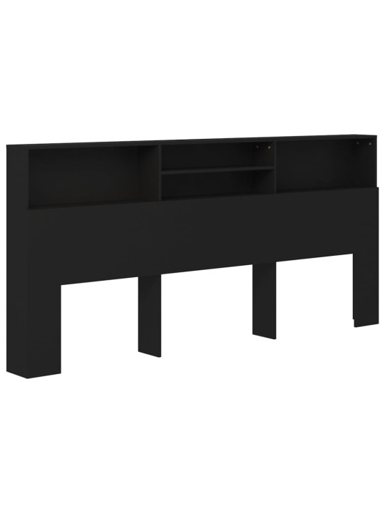 Gultas galvgalis ar plauktu, melns, 220x19x103,5 cm