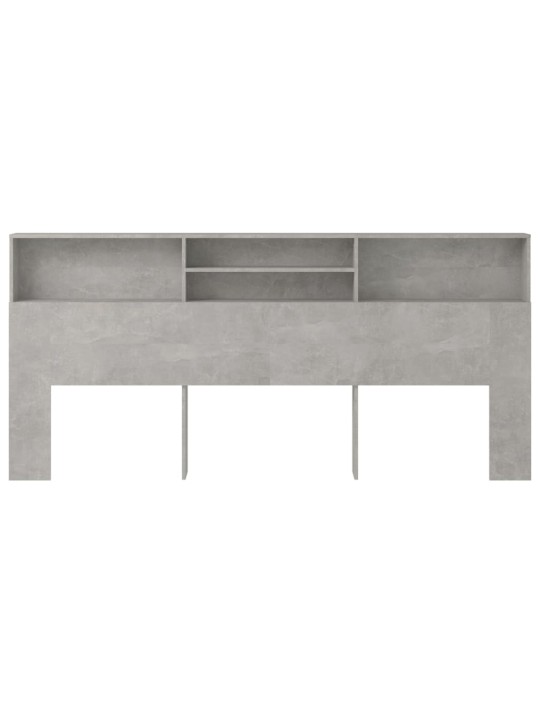 Gultas galvgalis ar plauktu, betona pelēks, 220x19x103,5 cm