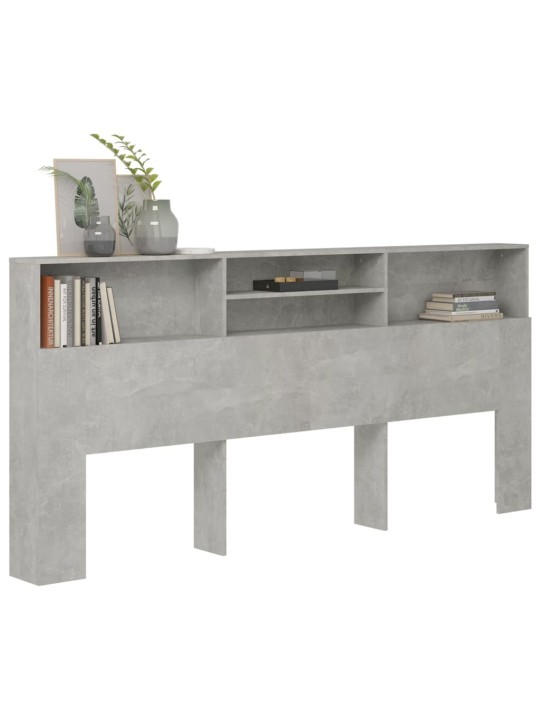 Gultas galvgalis ar plauktu, betona pelēks, 220x19x103,5 cm
