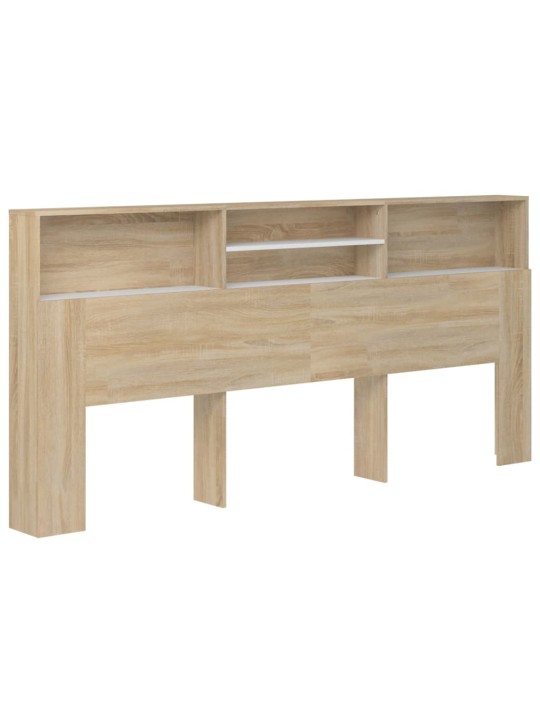 Gultas galvgalis ar plauktu, balts, ozolkoka, 220x19x103,5 cm