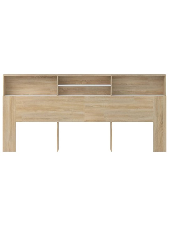 Gultas galvgalis ar plauktu, balts, ozolkoka, 220x19x103,5 cm