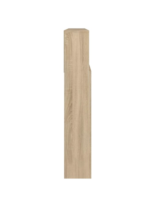 Gultas galvgalis ar plauktu, balts, ozolkoka, 220x19x103,5 cm