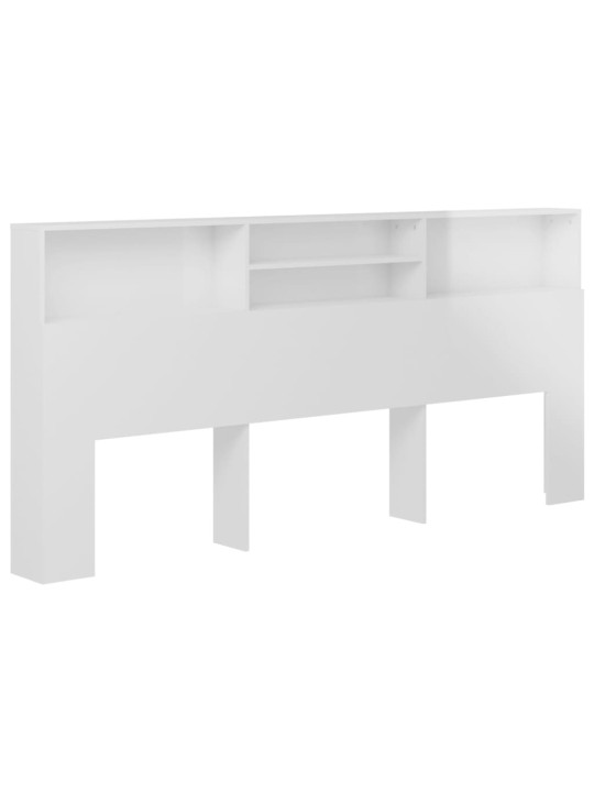 Gultas galvgalis ar plauktu, spīdīgi balts, 220x19x103,5 cm