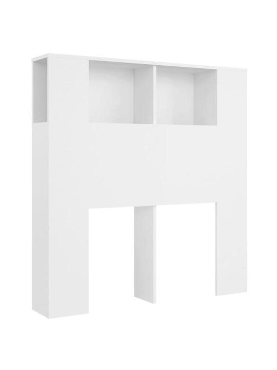 Gultas galvgalis ar plauktu, balts, 100x18,5x104,5 cm