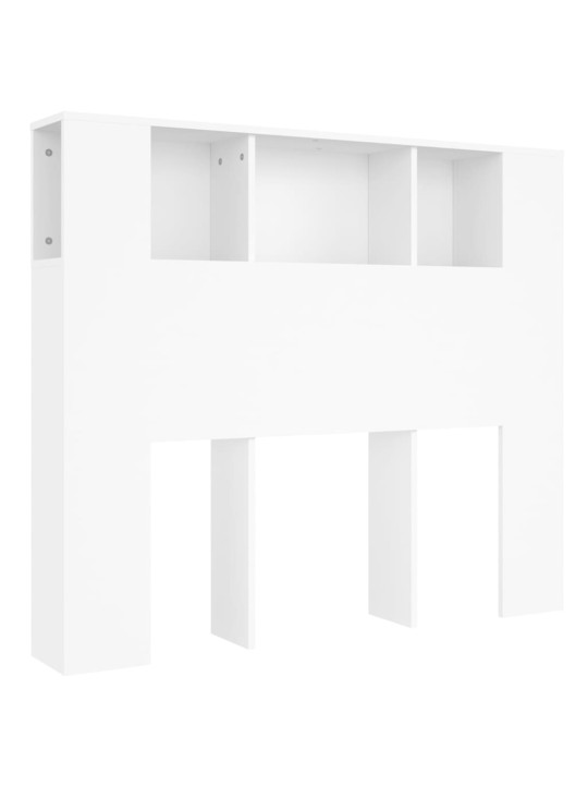 Gultas galvgalis ar plauktu, balts, 120x18,5x102,5 cm