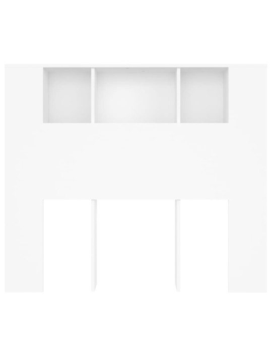 Gultas galvgalis ar plauktu, balts, 120x18,5x102,5 cm