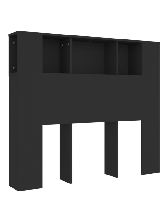 Gultas galvgalis ar plauktu, melns, 120x18,5x102,5 cm