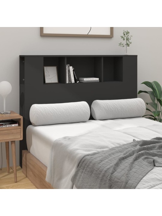 Gultas galvgalis ar plauktu, melns, 120x18,5x102,5 cm