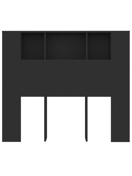 Gultas galvgalis ar plauktu, melns, 120x18,5x102,5 cm