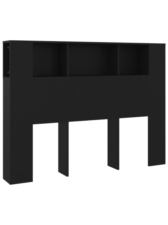 Gultas galvgalis ar plauktu, melns, 140x18,5x104,5 cm