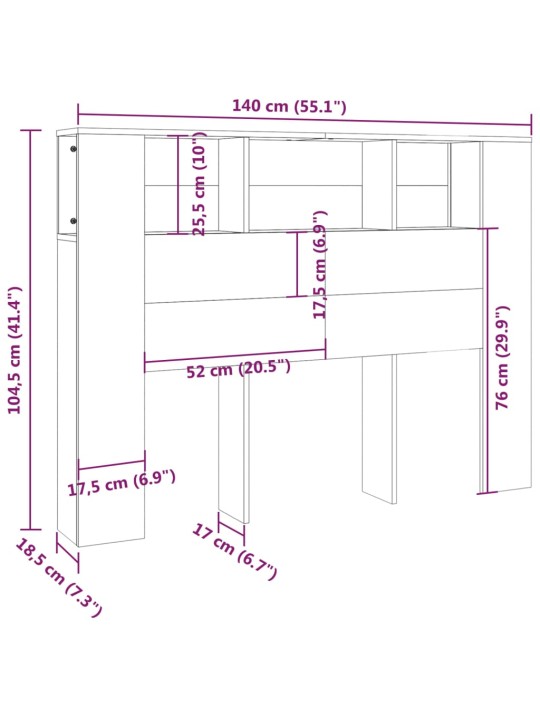 Gultas galvgalis ar plauktu, melns, 140x18,5x104,5 cm
