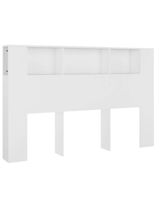 Gultas galvgalis ar plauktu, balts, 160x18,5x104,5 cm