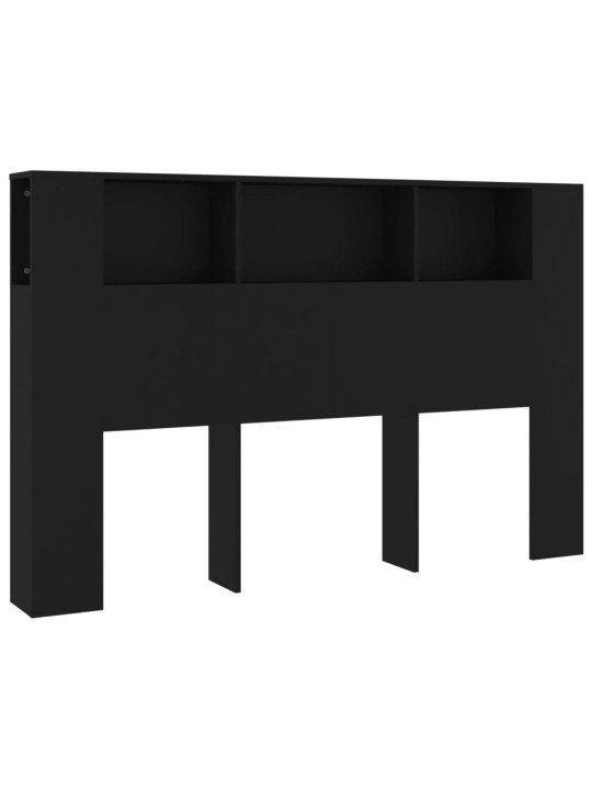 Gultas galvgalis ar plauktu, melns, 160x18,5x104,5 cm