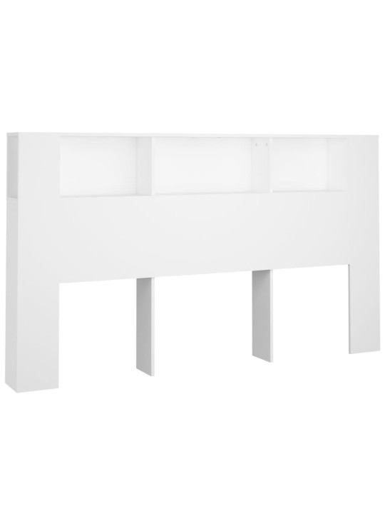 Gultas galvgalis ar plauktu, balts, 180x18,5x104,5 cm
