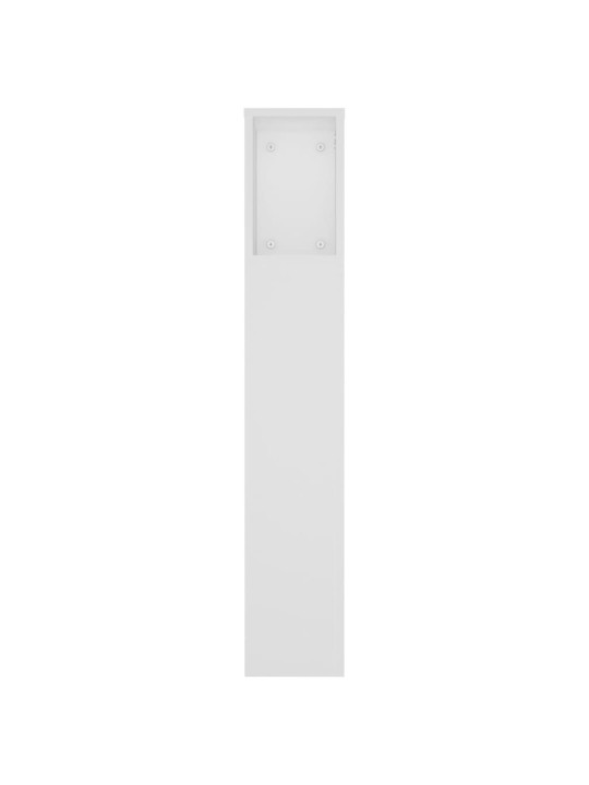 Gultas galvgalis ar plauktu, balts, 180x18,5x104,5 cm
