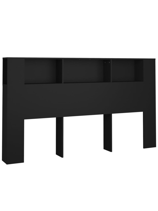 Gultas galvgalis ar plauktu, melns, 180x18,5x104,5 cm