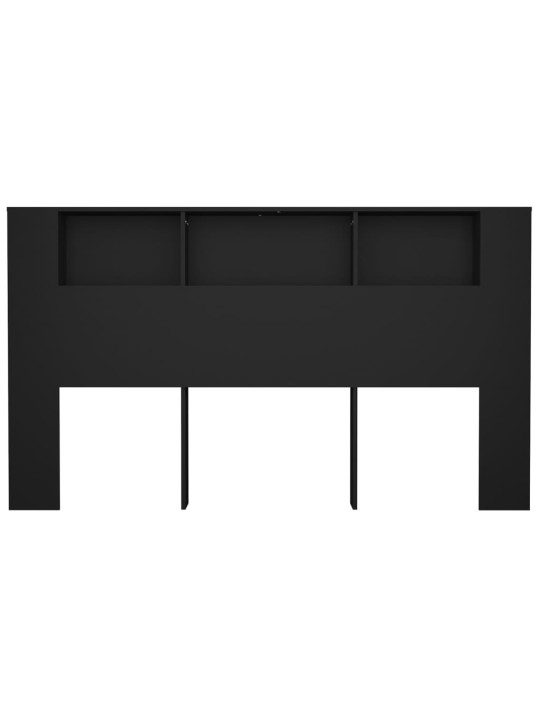 Gultas galvgalis ar plauktu, melns, 180x18,5x104,5 cm