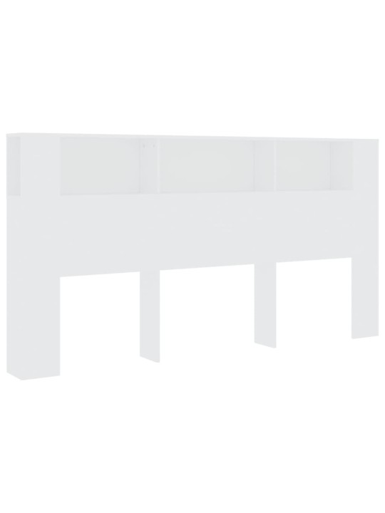 Gultas galvgalis ar plauktu, balts, 200x18,5x104,5 cm