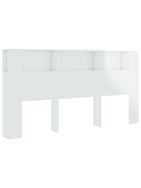 Gultas galvgalis ar plauktu, spīdīgi balts, 200x18,5x104,5 cm
