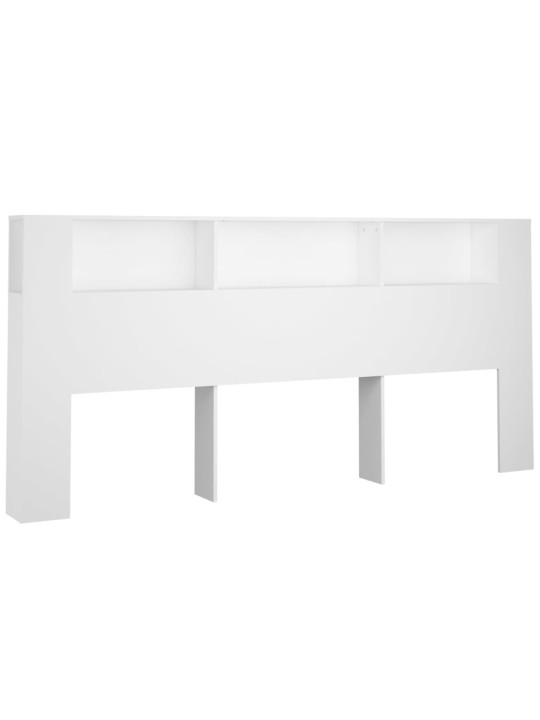 Gultas galvgalis ar plauktu, balts, 220x18,5x104,5 cm