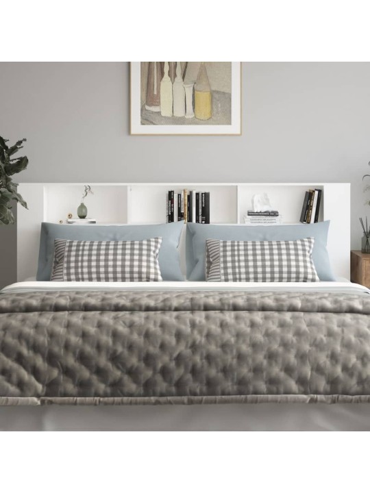 Gultas galvgalis ar plauktu, balts, 220x18,5x104,5 cm