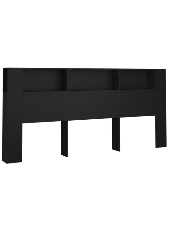 Gultas galvgalis ar plauktu, melns, 220x18,5x104,5 cm
