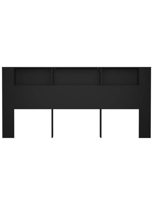 Gultas galvgalis ar plauktu, melns, 220x18,5x104,5 cm