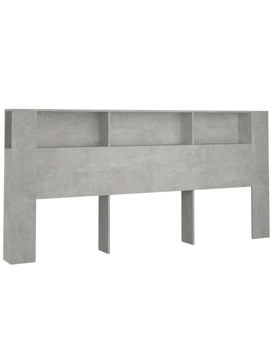 Gultas galvgalis ar plauktu, betona pelēks, 220x18,5x104,5 cm