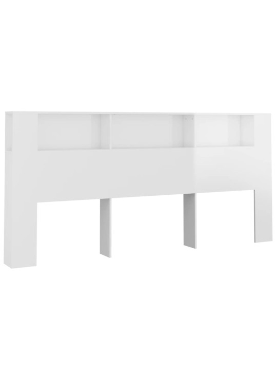 Gultas galvgalis ar plauktu, spīdīgi balts, 220x18,5x104,5 cm