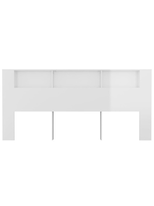 Gultas galvgalis ar plauktu, spīdīgi balts, 220x18,5x104,5 cm