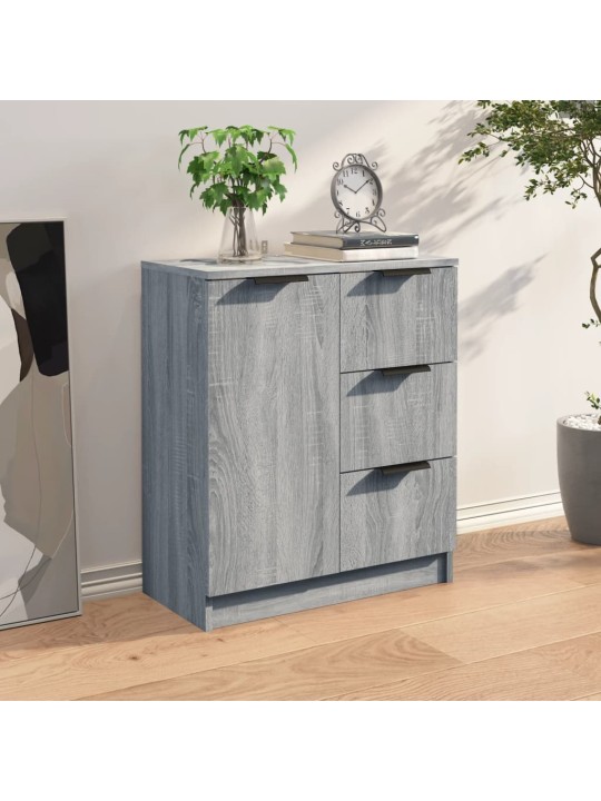 Kumode, pelēka ozolkoka krāsa, 60x30x70 cm, inženierijas koks