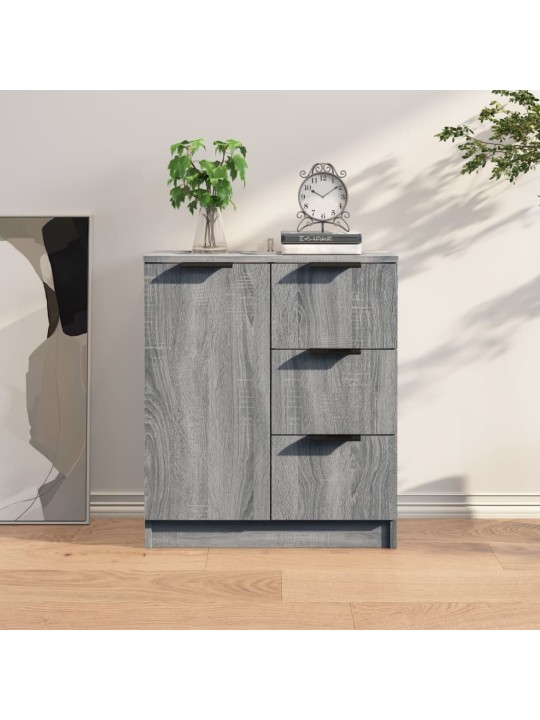 Kumode, pelēka ozolkoka krāsa, 60x30x70 cm, inženierijas koks