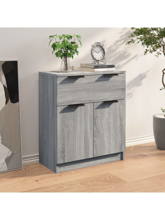 Kumode, pelēka ozolkoka krāsa, 60x30x70 cm, inženierijas koks