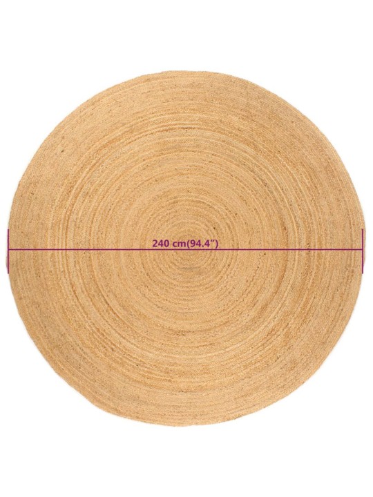 Paklājs, pīts, apaļš, 240 cm, džuta