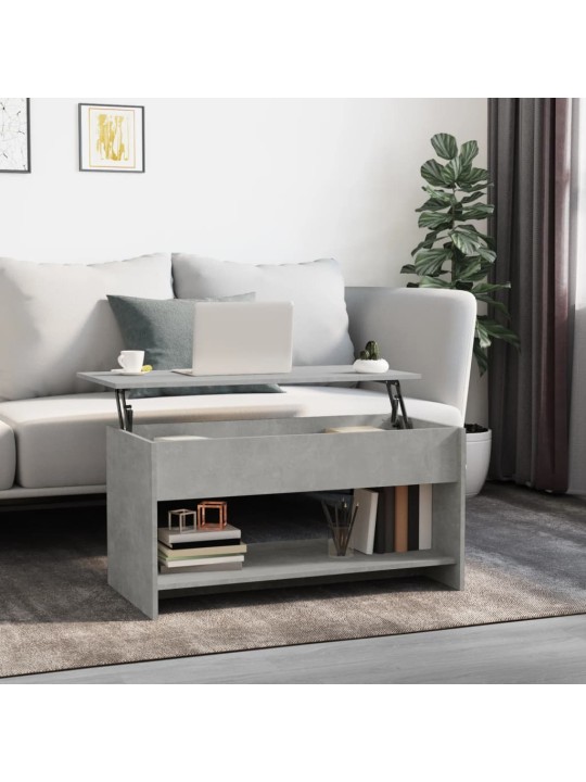 Kafijas galdiņš, betona pelēks, 102x50x52,5cm inženierijas koks