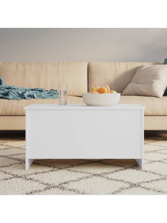 Kafijas galdiņš, balts, 102x55,5x52,5 cm, inženierijas koks