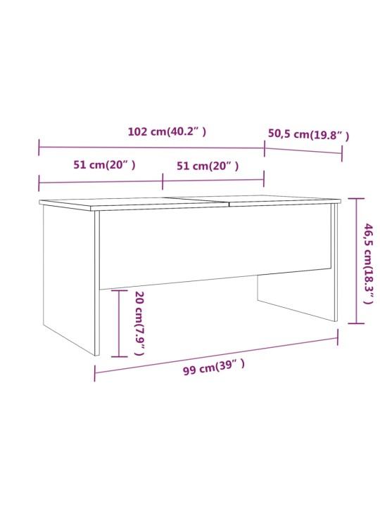 Kafijas galdiņš betona pelēks 102x50,5x46,5cm inženierijas koks