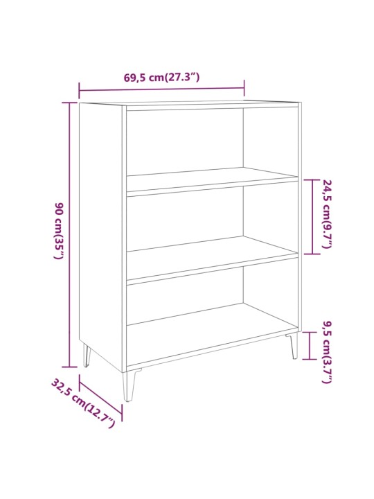 Kumode, melna, 69,5x32,5x90 cm, inženierijas koks