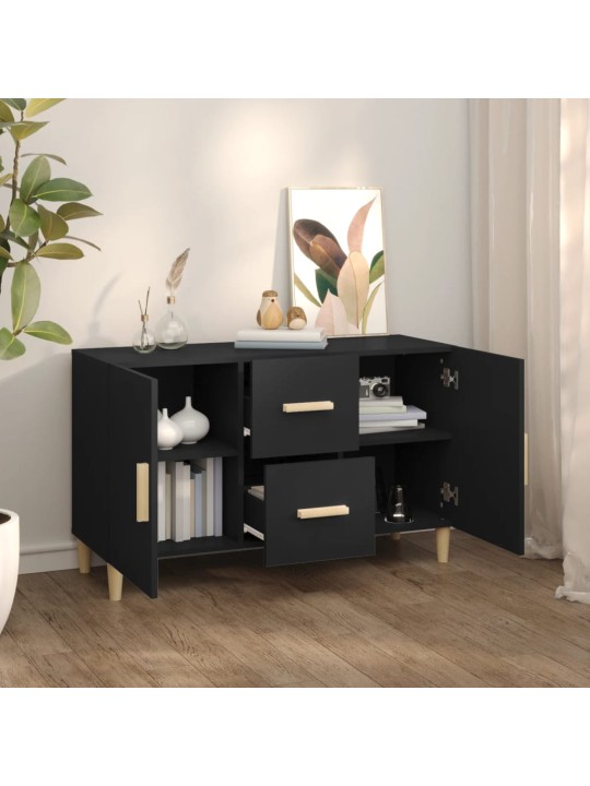 Kumode, melna, 100x36x60 cm, inženierijas koks