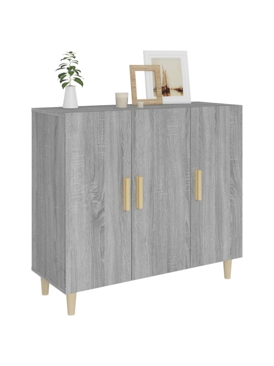 Kumode, pelēka ozolkoka krāsa, 90x34x80 cm, inženierijas koks