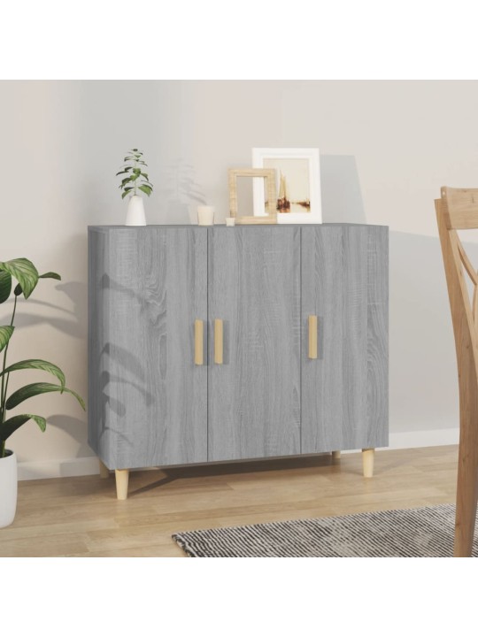 Kumode, pelēka ozolkoka krāsa, 90x34x80 cm, inženierijas koks