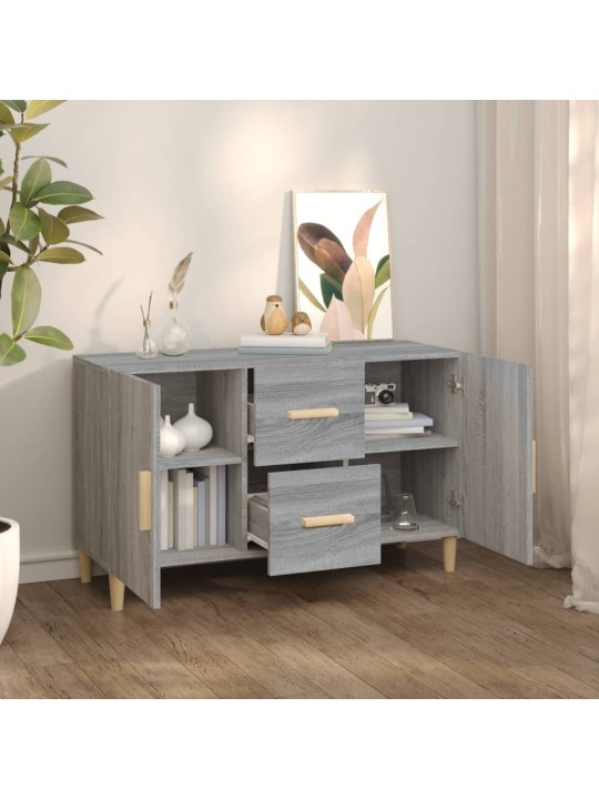 Kumode, pelēka ozolkoka krāsa, 100x36x60 cm, inženierijas koks